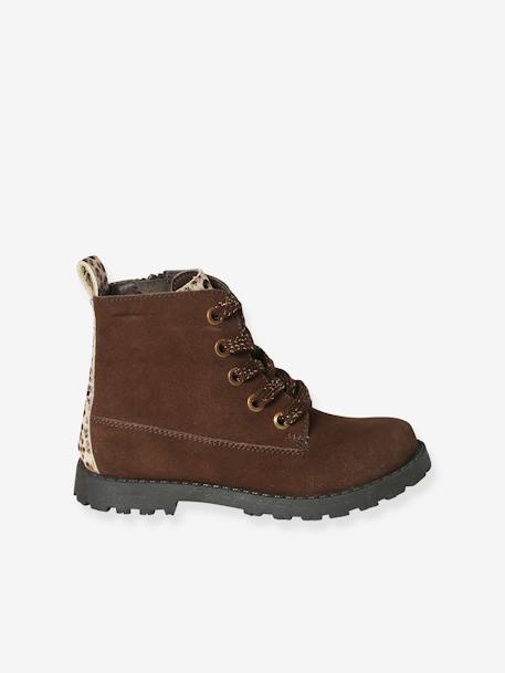 Leather Boots with Laces & Zip for Girls, Designed for Autonomy brown 