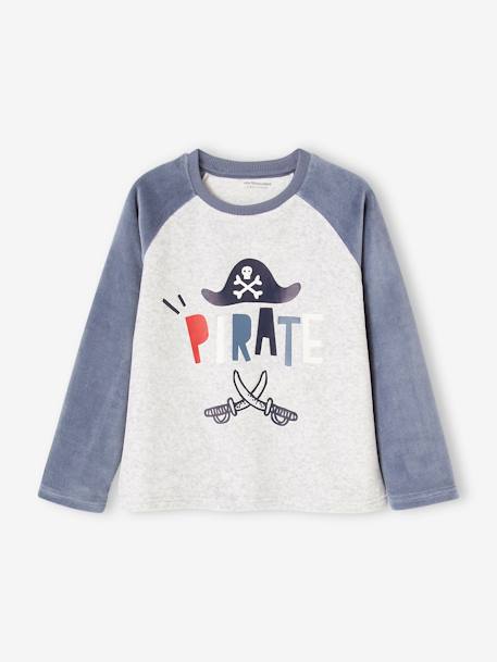 Pack of 2 Velour Pyjamas for Boys, Pirates grey blue 