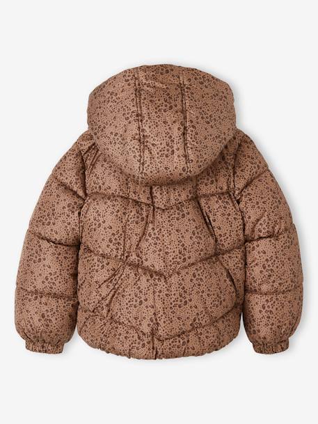 Printed Jacket with Hood & Polar Fleece Lining for Girls printed brown+printed green 