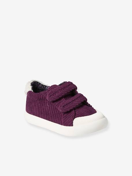 Fabric Trainers with Hook-&-Loop Straps for Babies navy blue+old rose+raspberry pink 