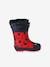 Printed Natural Rubber Wellies with Fur Lining, for Babies red 