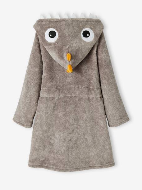 Dino Bathrobe in Plush Fabric for Boys marl grey 