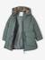 Long Lightly Padded Jacket with Shiny Hood for Girls green 