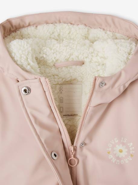 Raincoat with Sherpa Lining for Girls lichen+pale pink 