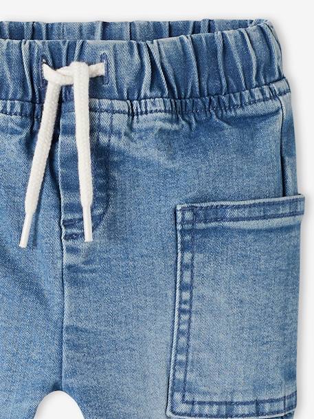 Denim Trousers with Elasticated Waistband for Babies Dark Blue+double stone 