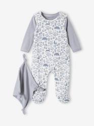 Baby-3-Piece Set for Newborns: Jumpsuit + Bodysuit + Comforter in Organic Cotton