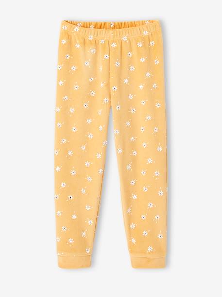 Pack of 2 Daisy Pyjamas in Velour for Girls ochre 