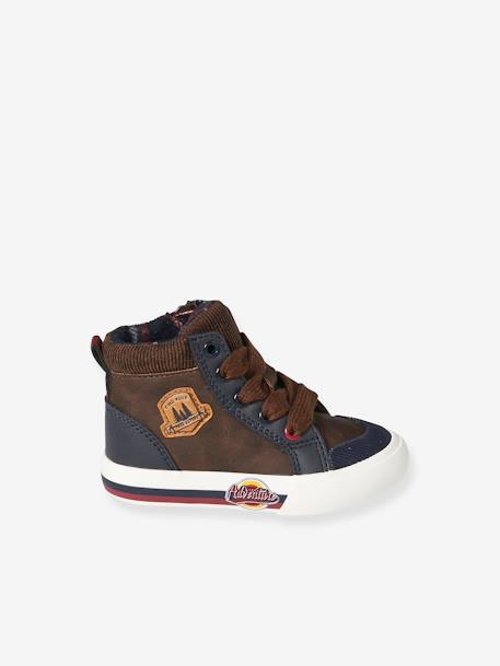 High-Top Trainers with Laces & Zips for Babies brown+set blue 