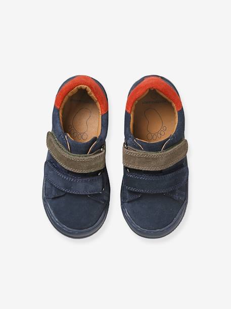 Hook&Loop Leather Trainers for Children, Designed for Autonomy navy blue 