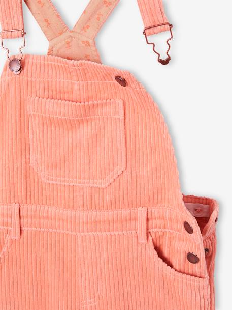 Corduroy Dungarees for Girls chocolate+peach 