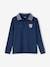 Polo Shirt with Chambray Collar + Patch, for Boys BLUE BRIGHT SOLID WITH DESIGN 