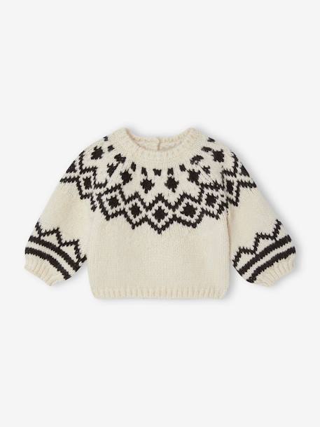 Jacquard Knit Jumper for Babies marl beige 