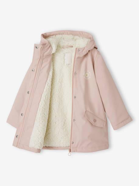 Raincoat with Sherpa Lining for Girls lichen+pale pink 