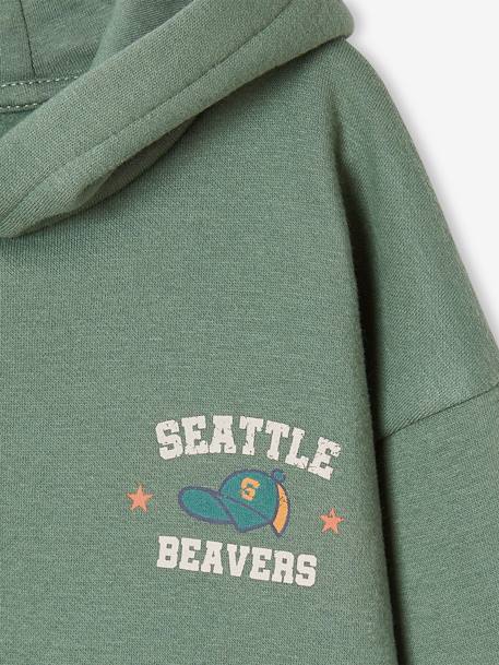 Hoodie with Large Nature-Inspired Motif on the Back, for Boys night blue+sage green 