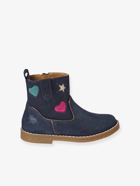 Leather Boots for Girls, Designed for Autonomy navy blue 