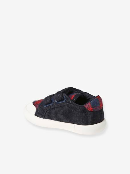 Hook&Loop Textile Trainers for Babies chequered blue+chequered grey 