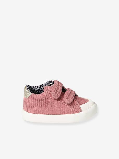 Fabric Trainers with Hook-&-Loop Straps for Babies navy blue+old rose+raspberry pink 