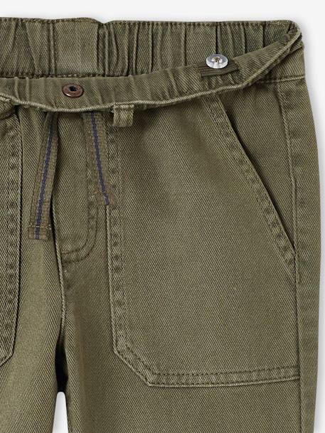 Worker Trousers, Easy to Slip On, for Boys BEIGE MEDIUM SOLID WITH DECOR+lichen+night blue 