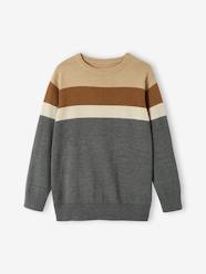 Boys-Striped Colourblock Jumper in Fine Knit for Boys