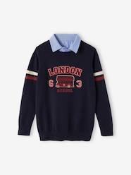 -London Jumper with Chambray Shirt Collar for Boys