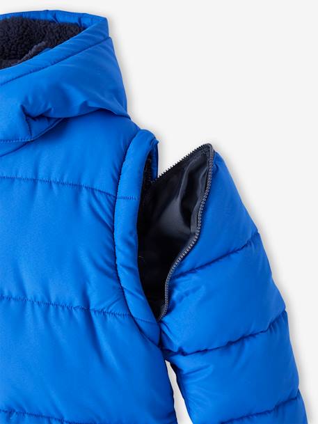 Hooded Jacket with Detachable Sleeves, Polar Fleece Lining, for Boys electric blue 