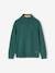 High Neck Jumper with Zip, for Boys fir green+marl blue 