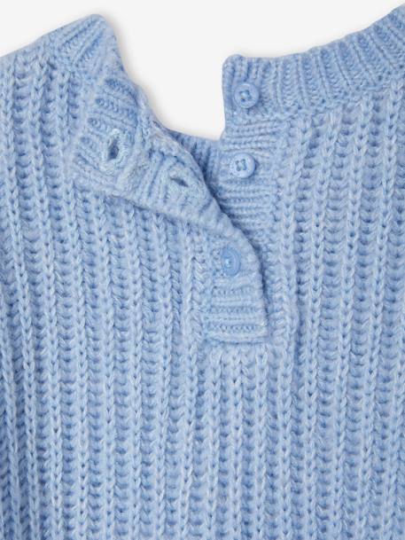 Knitted Jumper with Golden Heart for Babies sky blue+WHITE LIGHT SOLID 