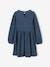 Long Sleeve Dress in Relief Fabric for Girls navy blue 