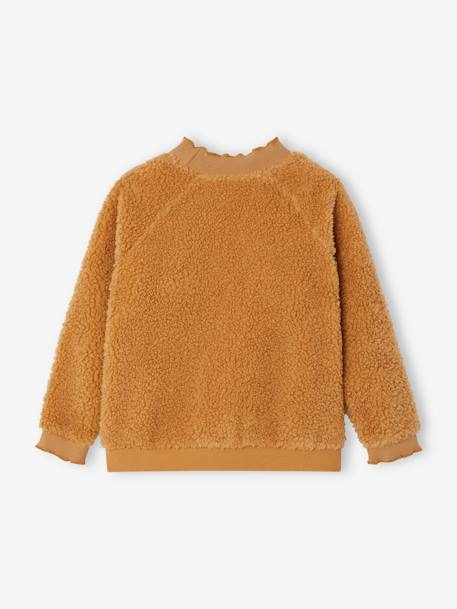 Sherpa Sweatshirt with Fancy Trims for Girls caramel 