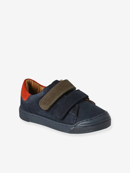 Hook&Loop Leather Trainers for Children, Designed for Autonomy navy blue 