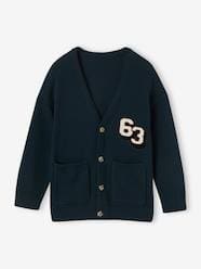 -V-Neck Cardigan with Bouclé Numbers Animation for Boys