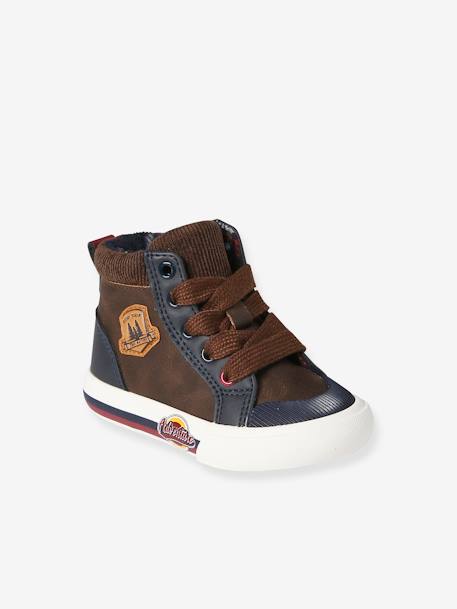 High-Top Trainers with Laces & Zips for Babies brown+set blue 