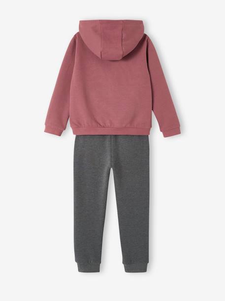 Hooded Sweatshirt & Joggers in Fleece, for Girls plum 