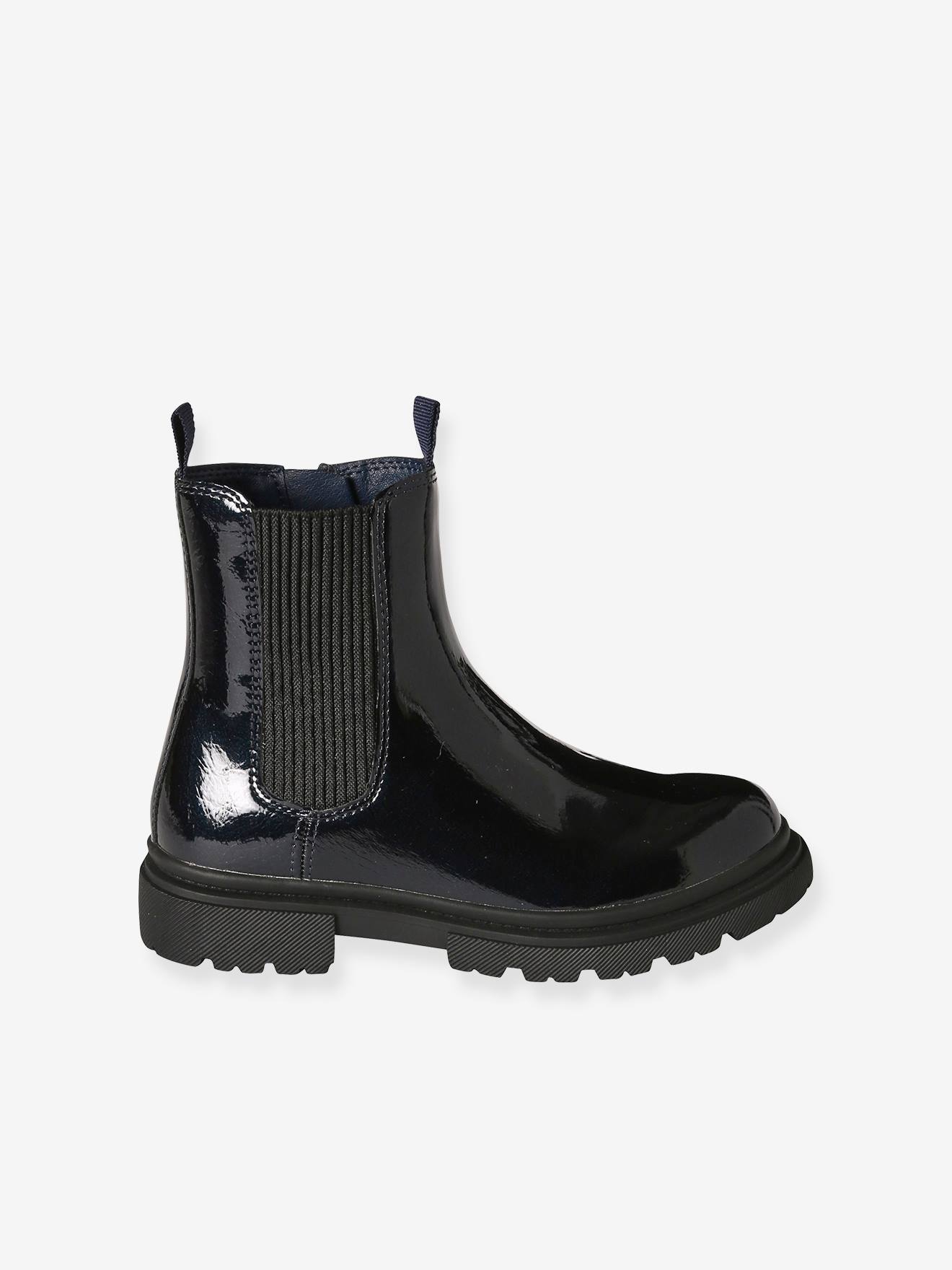 Navy blue sales patent boots