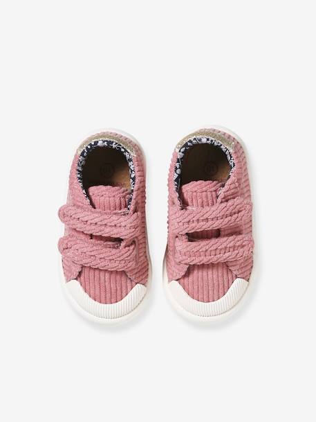 Fabric Trainers with Hook-&-Loop Straps for Babies navy blue+old rose+raspberry pink 