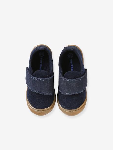 Felt Indoor Shoes with Hook-and-Loop Strap, for Babies navy blue 