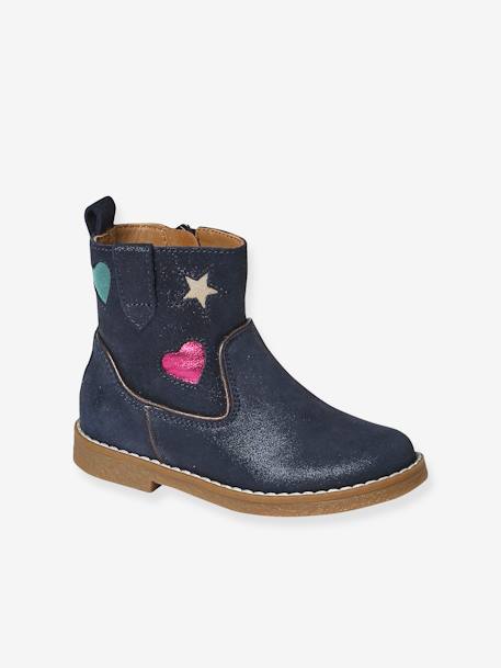 Leather Boots for Girls, Designed for Autonomy navy blue 