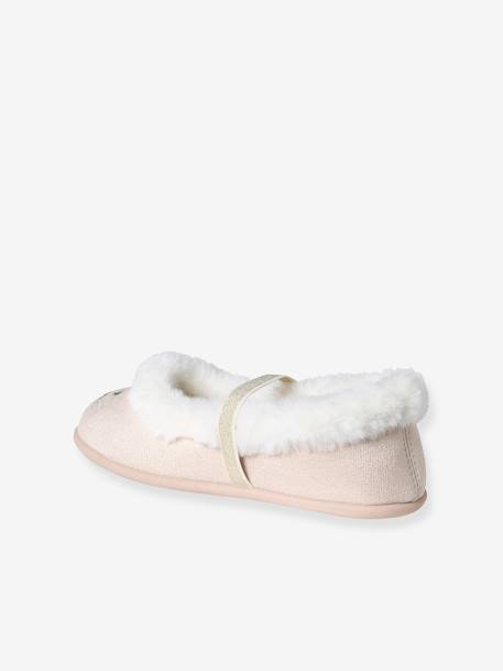 Ballet Pump Slippers with Elastic & Faux Fur for Children gold 