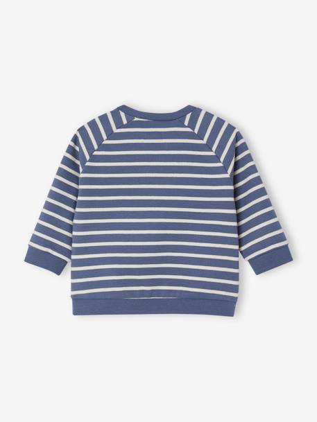 Striped Fleece Sweatshirt for Babies fir green+slate blue+striped blue 