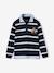 Striped 2-in-1 Effect Polo Shirt, for Boys navy blue+Red Stripes 