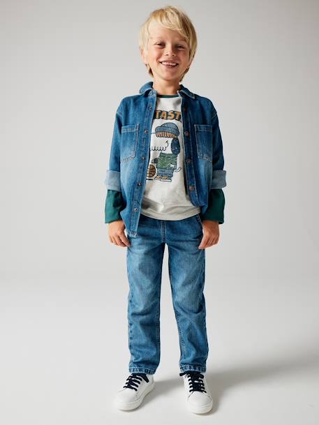 Denim Shirt for Boys black denim+bleached denim+stone 