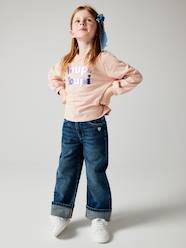 Girls-Jeans-Wide-Leg Jeans with Turn-Up, for Girls