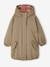 Hooded Parka with Faux Fur Lining for Girls black+dusky pink+green+khaki+old rose 