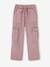 Easy-to-Slip-On Cargo Trousers for Girls mauve+pearly grey 