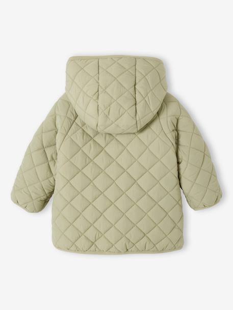 Padded Jacket with Hood, for Babies ecru+green+ocean blue 