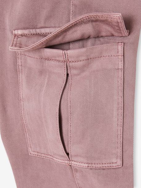 Easy-to-Slip-On Cargo Trousers for Girls mauve 