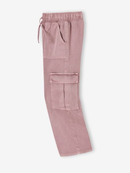 Easy-to-Slip-On Cargo Trousers for Girls mauve 