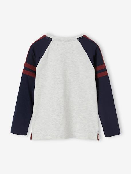 Top with Dog Animation Badge & Long Raglan Sleeves for Boys navy blue 