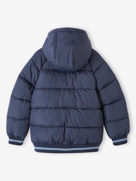 College-Style Padded Jacket with Polar Fleece Lining for Boys fir green+navy blue 