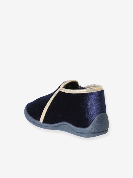 Velvety Indoor Shoes with Zip, for Babies blue 